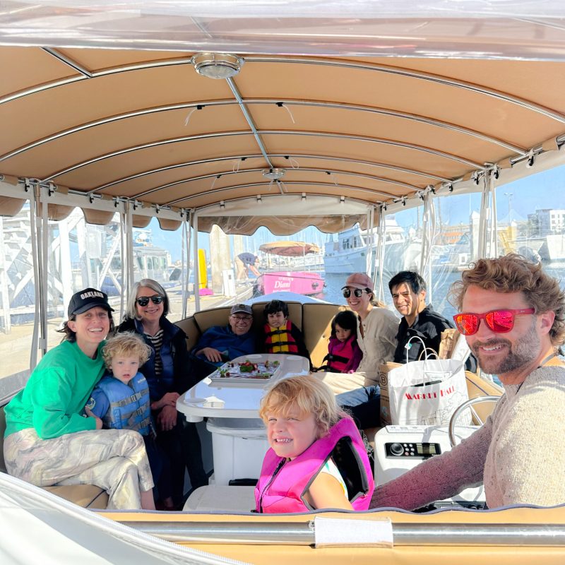 a group of people sitting at a table