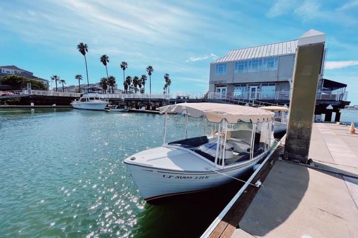 a boat docked at a dock